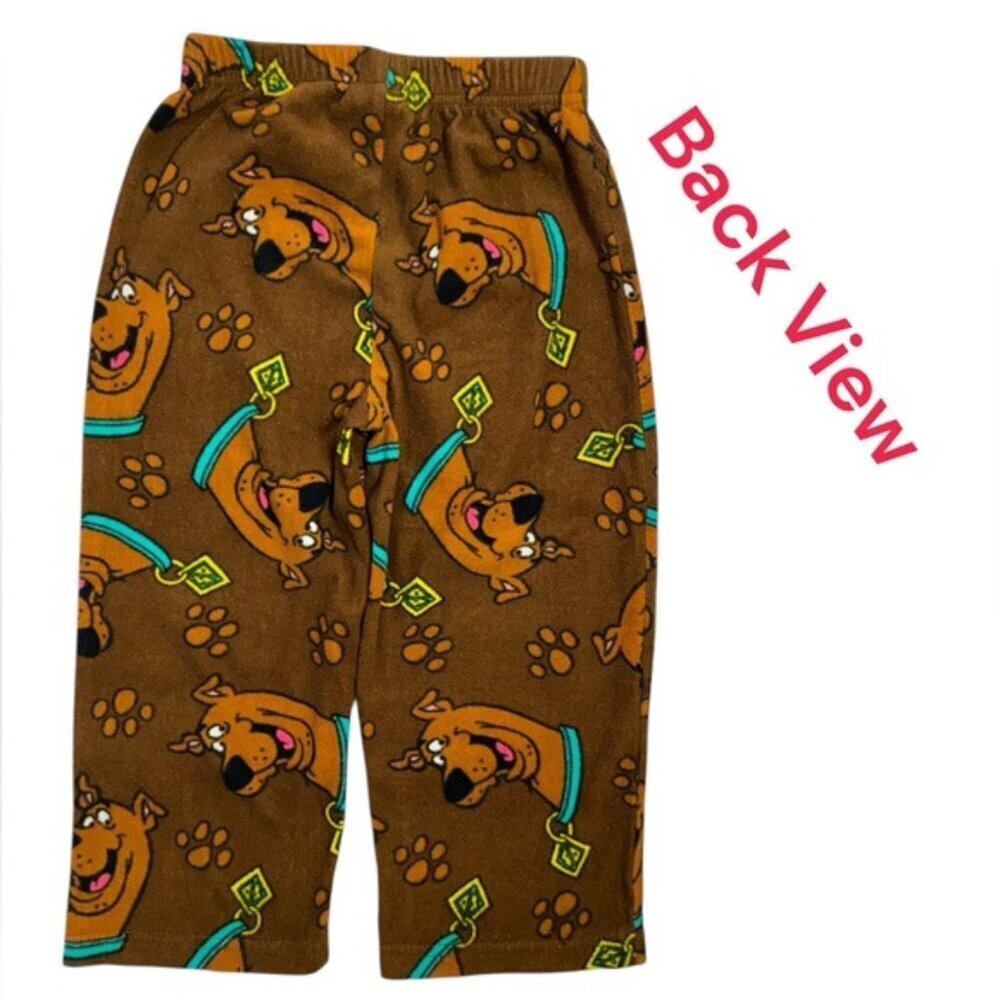 Scooby-Doo Fleece Pajama Pant Brown Multicolor Cartoon Print Unisex Toddler 4T - Picture 2 of 12